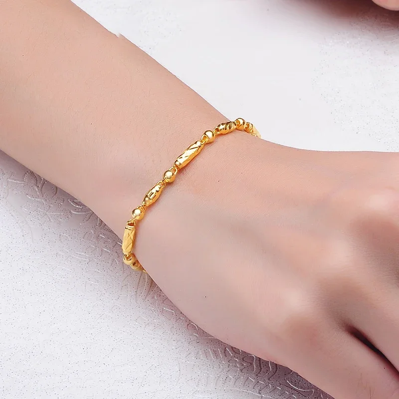 JLZB 24K Pure Gold Bracelet Real 999 Solid Gold Bangle Upscale Beautiful Romantic Trendy Classic Jewelry Hot Sell New 2023