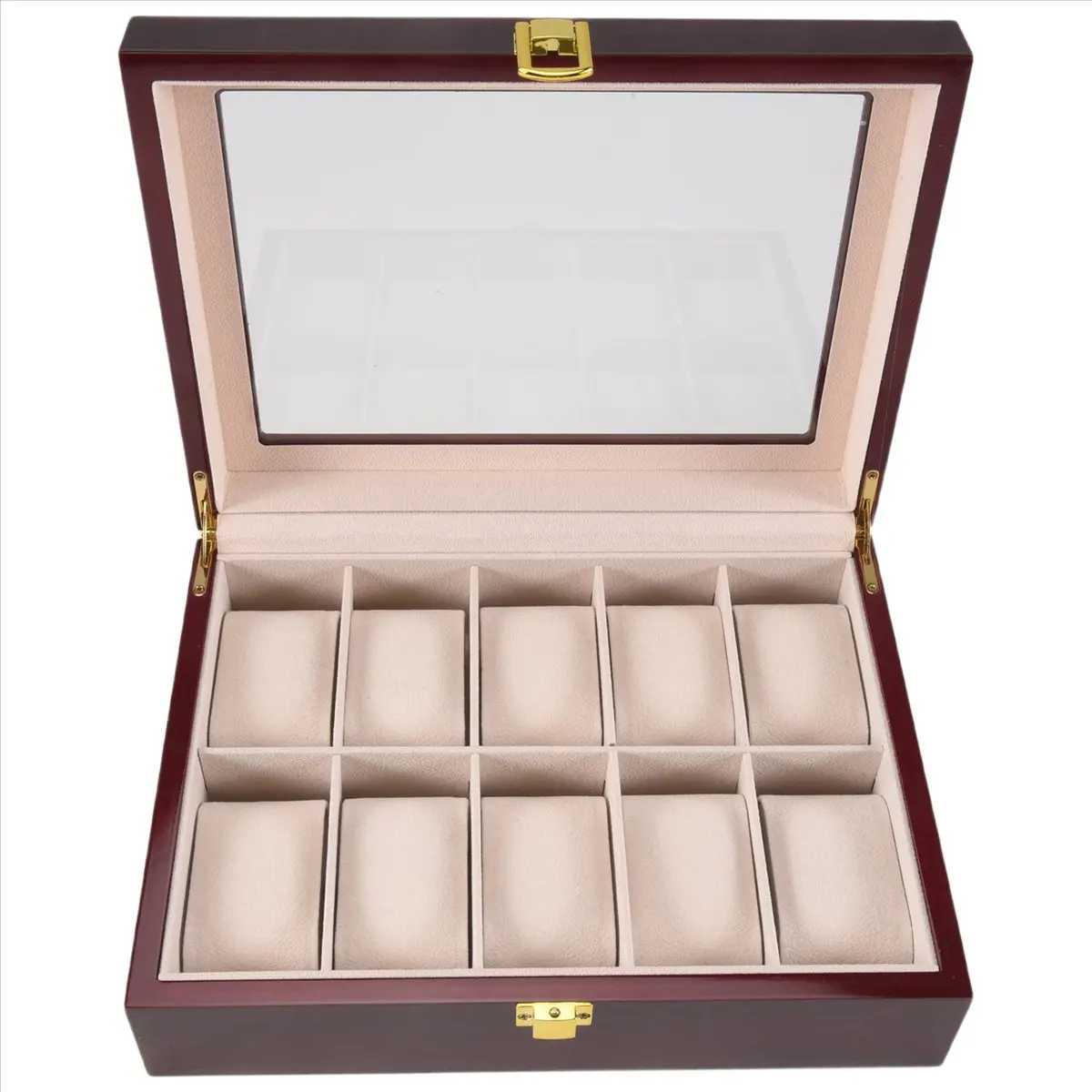

BAAE Luxury Wooden Watch Box Watch Holder Box for Watches Men Glass Top Jewelry Organizer Box 10 Grids Watch Organizer