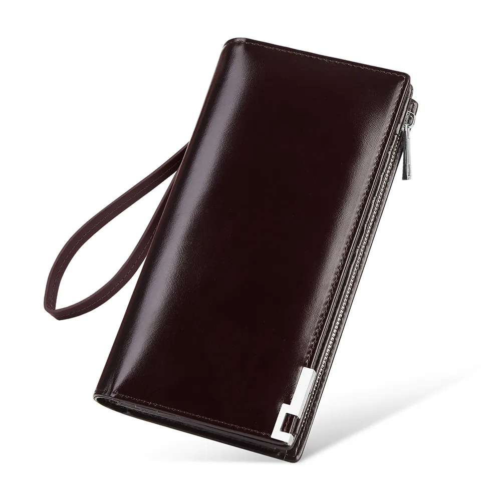 

VANNANBA Long Wallet for Men Oil-waxed Leather Genuine Large Business Travel Clutch Wallet Men Organized Card Holder Purse