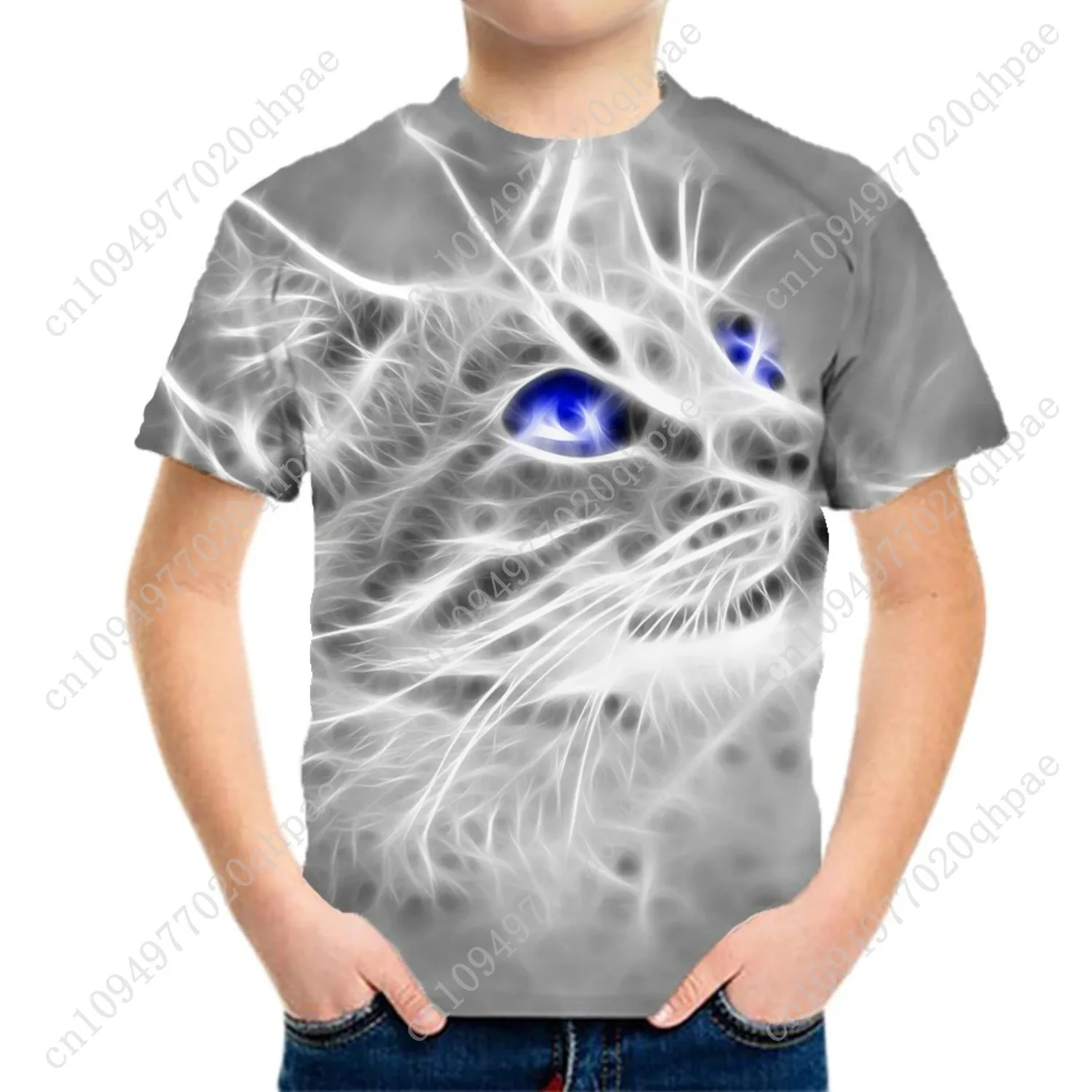 الصبي الملابس ثلاثية الأبعاد النمر طباعة الجرافيك تي شيرت قصيرة الأكمام الصيف ملابس الأطفال موضة س الرقبة الأطفال تي شيرت فتاة بلايز #3