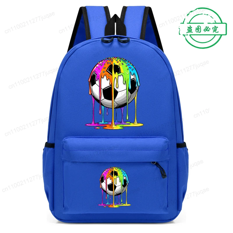 Kids Backpack Cute Rainbow Drip Soccer Ball School Bag for Girls Boys Children Bookbag Travel Backpack Mochilas Escolares
