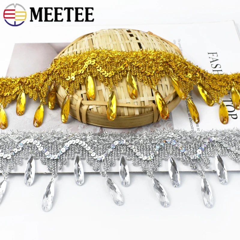 

1/2/5Meters 7cm Sequins Diamond Pendant Fringe Tassels Lace Trim Dance Dress Decorative Trimming Stitching Sewing Accessories