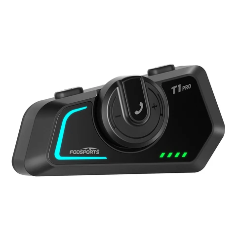 Fodsports T1 Pro мотоциклетная гарнитура, беспроводная Bluetooth гарнитура для шлема, 6 райдеров на расстоянии 2000 м, BT5.4, FM-радио.