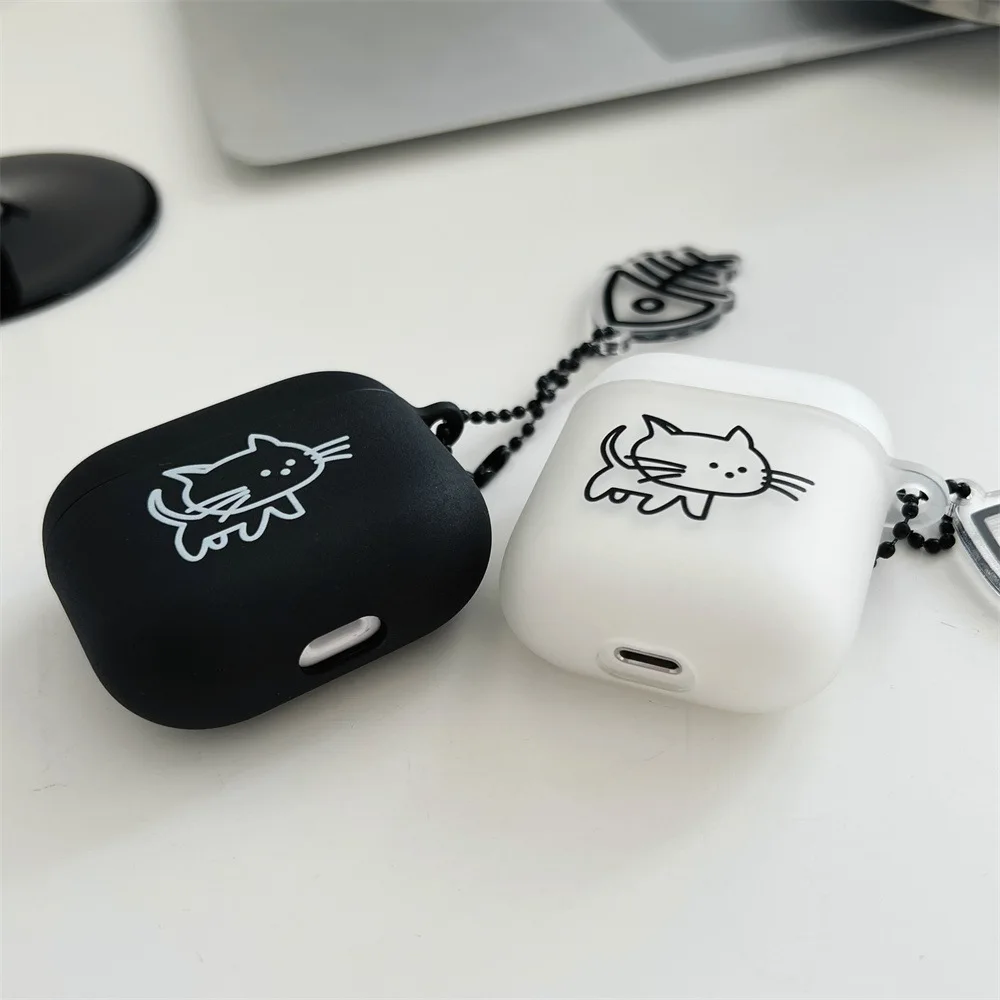 INS Cat and fish Case Stars portachiavi in acrilico ciondolo a campana per Apple Airpods Pro 2 1 Airpod 3 custodie per accessori per auricolari