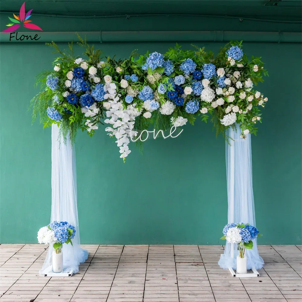 Luxury Wedding Party Decoration Flores Artificiales Backdrop Decor Ztuczny Kwiat Green Blue Flower Arrangements Height 7ft/2.1m