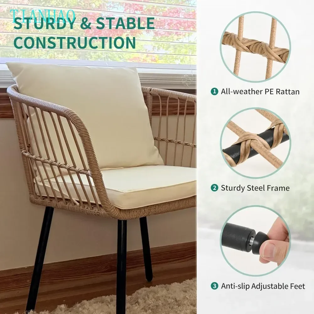 Conjunto de cadeiras decorativas com 2 cadeiras modernas de meados do século com travesseiro, poltrona estofada com mesa lateral e almofada macia