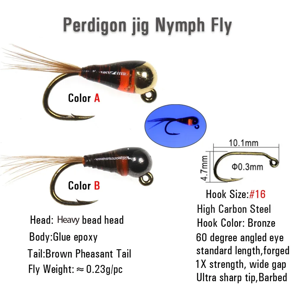 Vtwins 10 قطعة سريع غرق التنغستن حبة رئيس تهزهز حورية Perdigon اليورو الرطب حورية لسمك السلمون المرقط Steelhead باس الصيد FliesTackle #2