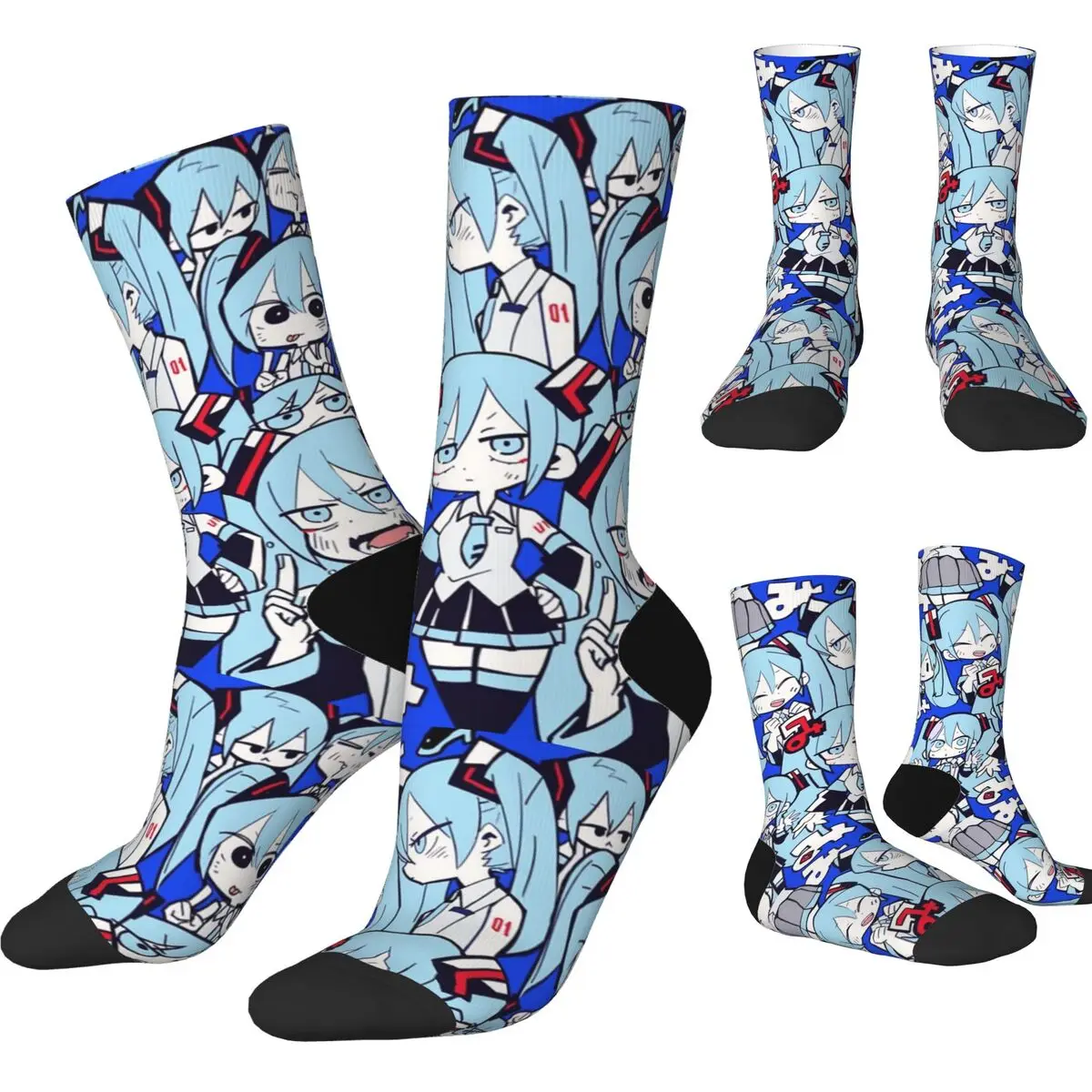 Autumn Winter Cool Women Men Anime Manga Hatsune Miku Socks Non-slip Soccer Socks