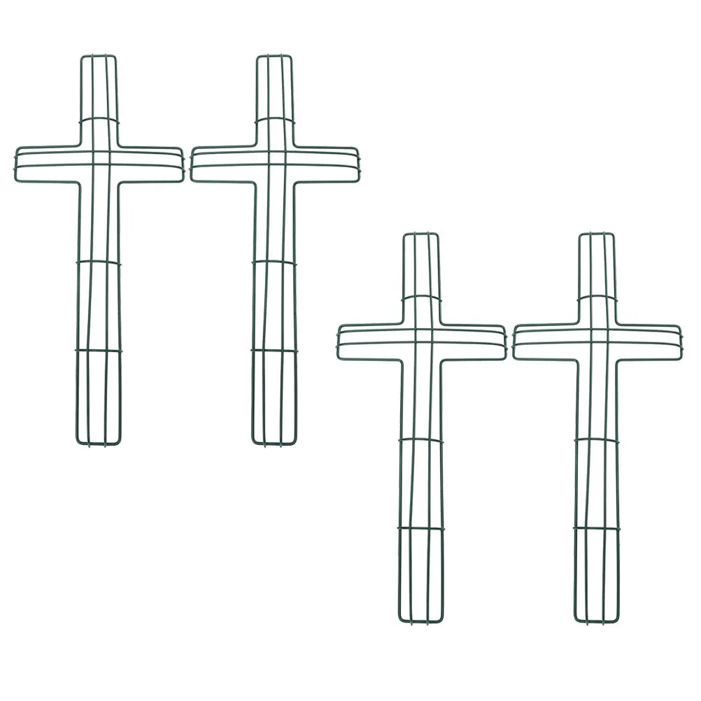 

4Pcs Cross Wreath Metal Frame Floral Garden Decoration Hanging DIY Form Metal Wire Supplies Cross Wreath Frame