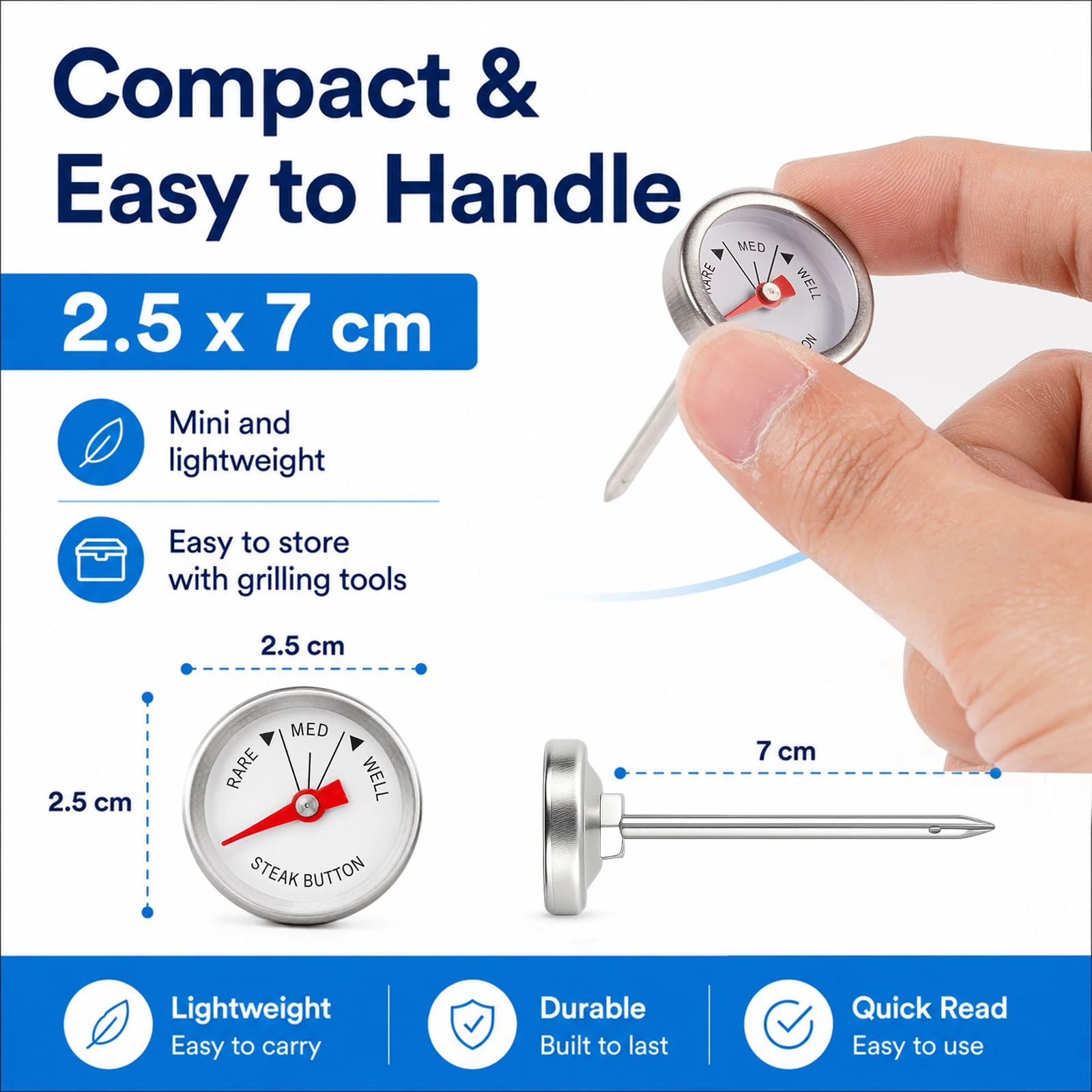 4 Termómetros Mini para Carne, - Oven Thermometer Analog reseña y precio