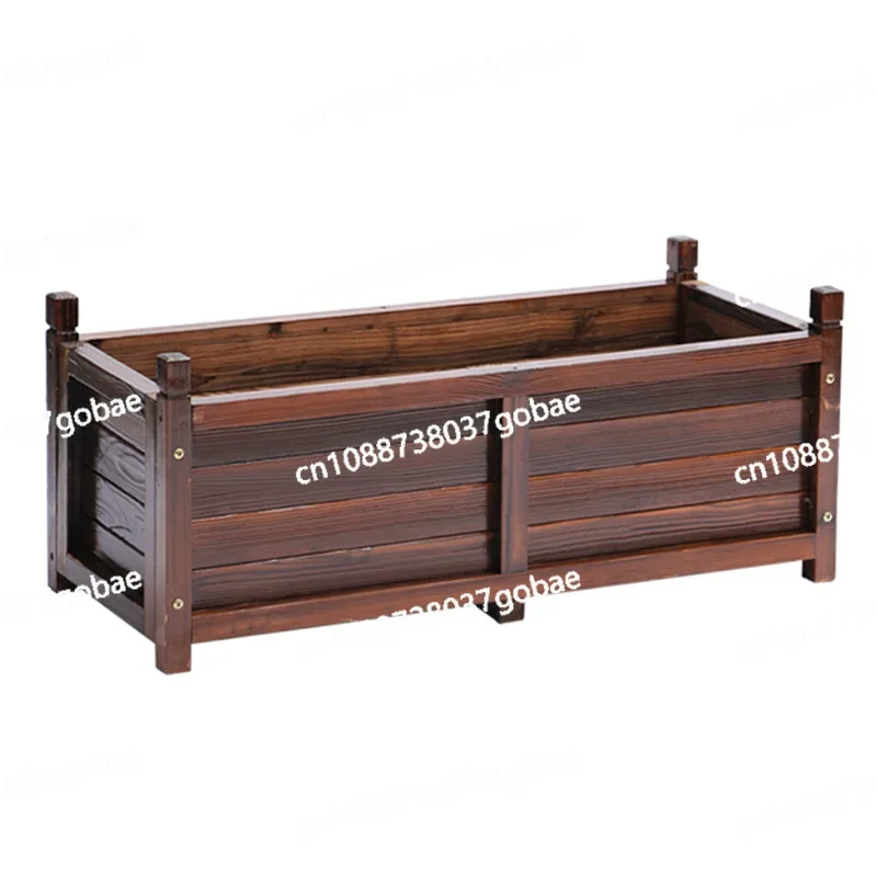 Wood Flower Box Outdoor Courtyard Rooftop Special Tree Planting Box Extra Large Square Planting Box Outdoor Flower Slot