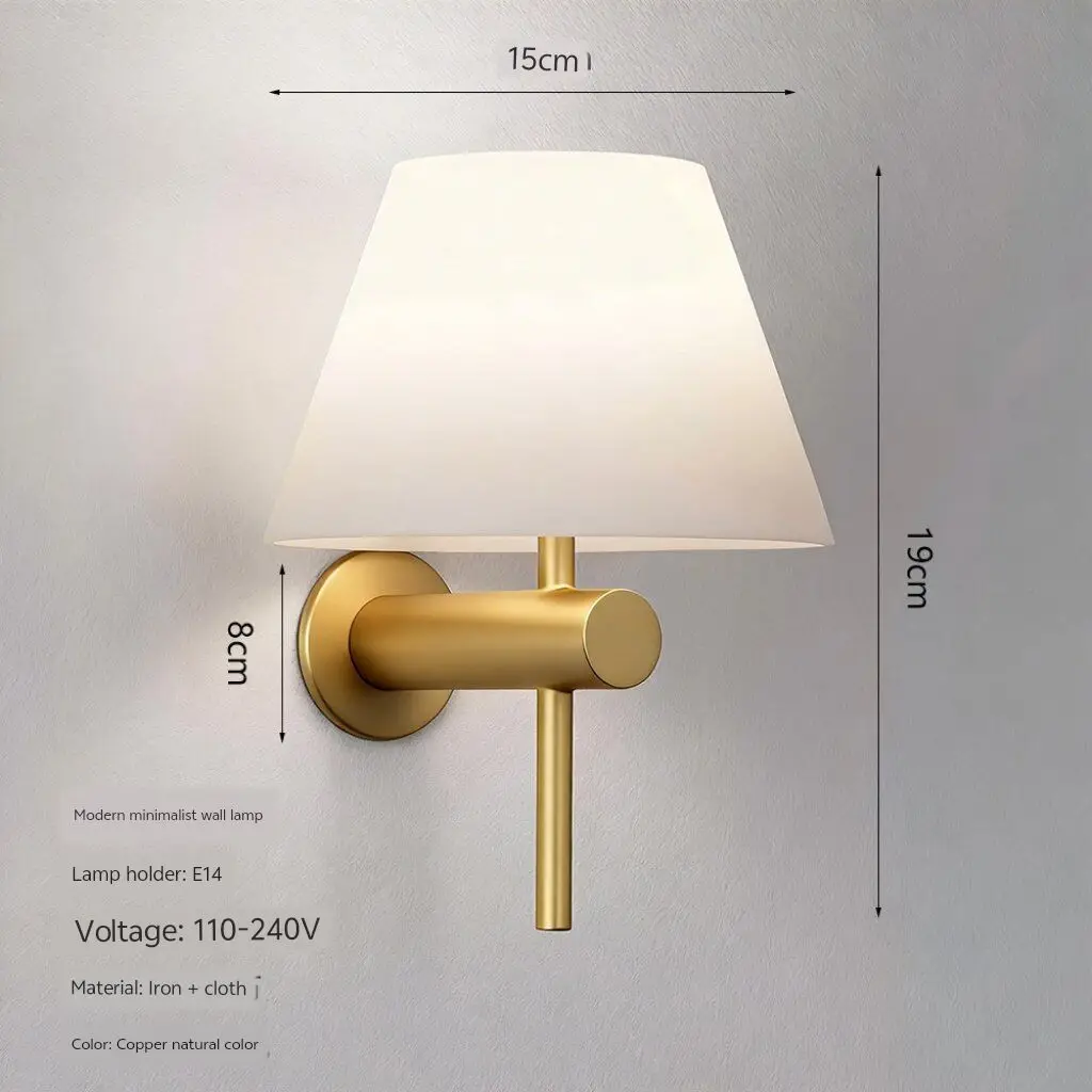 New model Hyundai wall lamp, simple fabric lampshade wall lamp, bedside wall lamp
