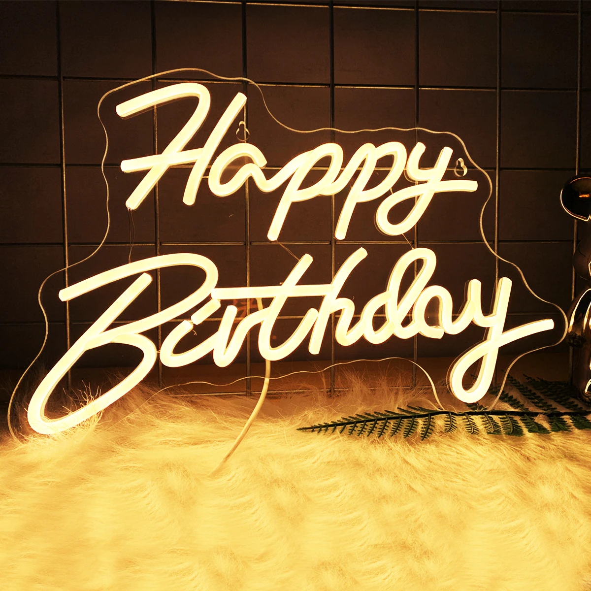 Happy Birthday Custom Neon, cold white, warm white, can be adjusted at will, birthday party decoration neon