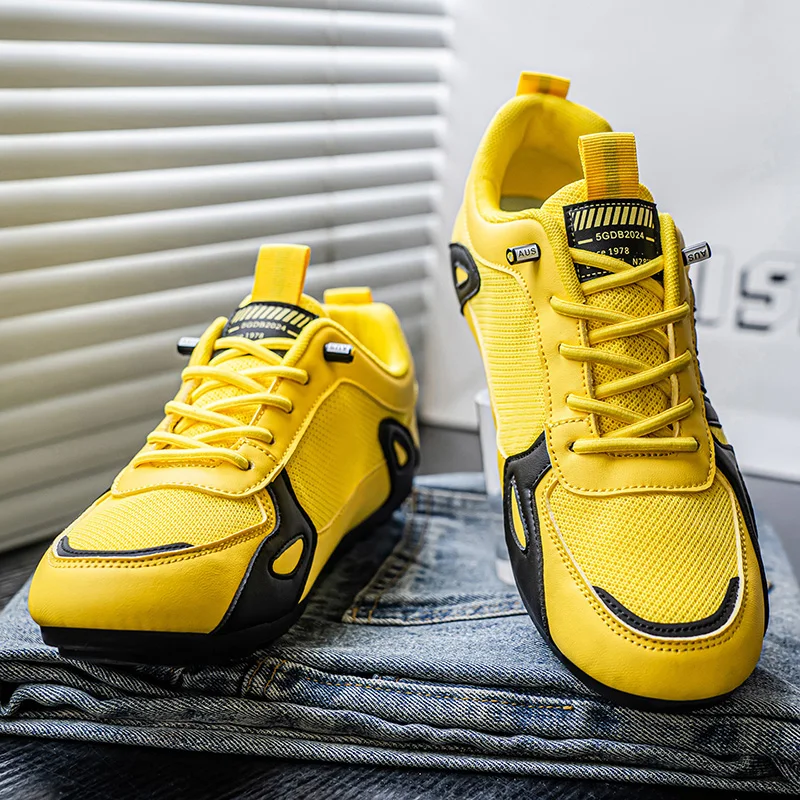 

Man Sneakers Summer Mesh Moccasins Lace-up Leather Sports Four Seasons Casual Running Shoes Men's Comfortable Forrest Gump Shoe