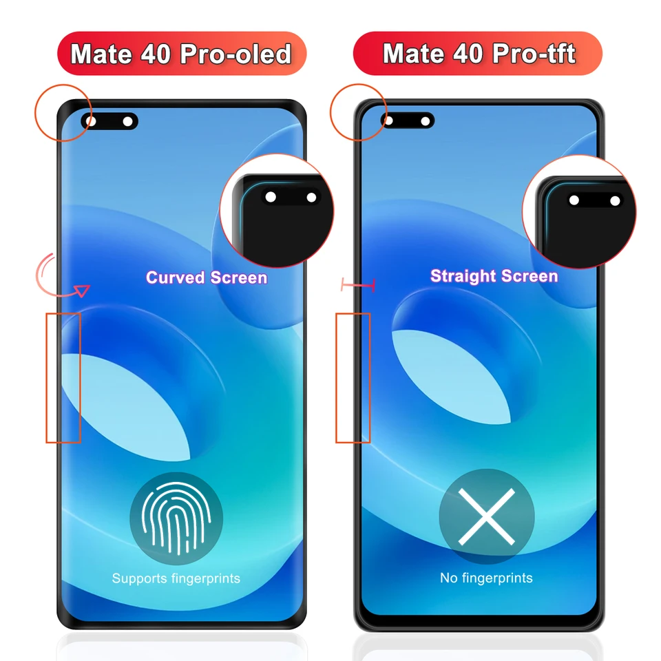 Super AMOLED For Huawei Mate 40 Pro NOH-NX9 LCD Display Touch
