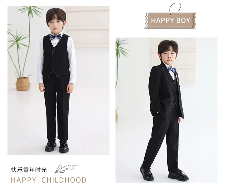 Kinderanzug-Set, Britischer Stil Blumenmädchen-Kleid für Einjährige, Jungen-Kostüm für Reden, Klavier, Laufsteg-Performance A5047 – Detail 13