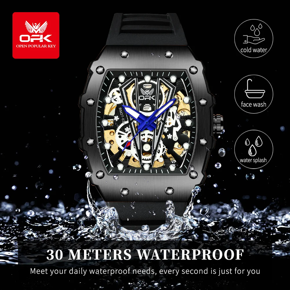 OPK 8180  Mens Watch Original Multifunctional Chronograph Wristwatch Waterproof Luminous  Watches Hollow out Watches For Man