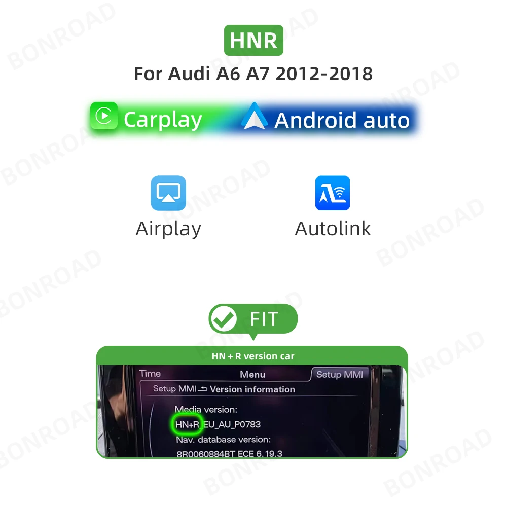 Bonroad wireless carplay android auto interface adapter box für audi a6 a7 2012-2018 spiegel link bluetooth gps navigation
