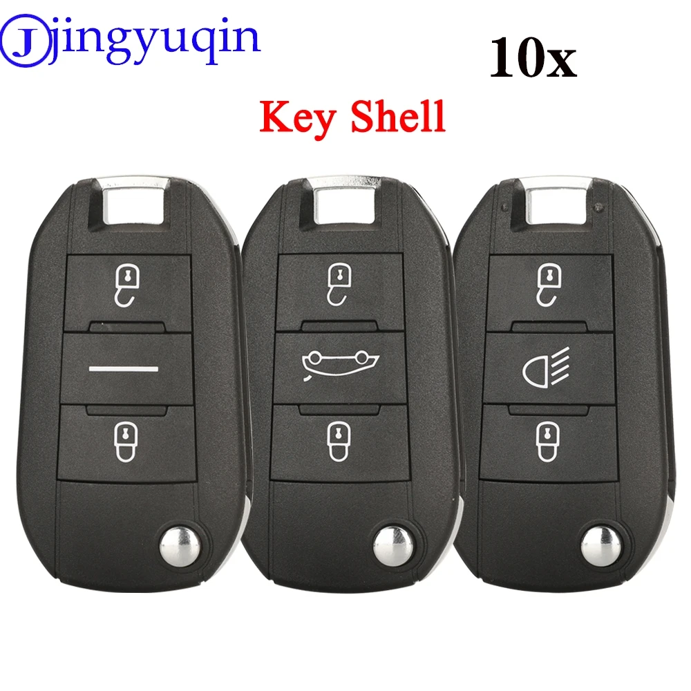 jingyuqin 10ps Remote Car Key Shell Cover Case For Peugeot 208 2008 301 308 508 5008 For Citroen C-Elysee C4-Cactus Folding Key