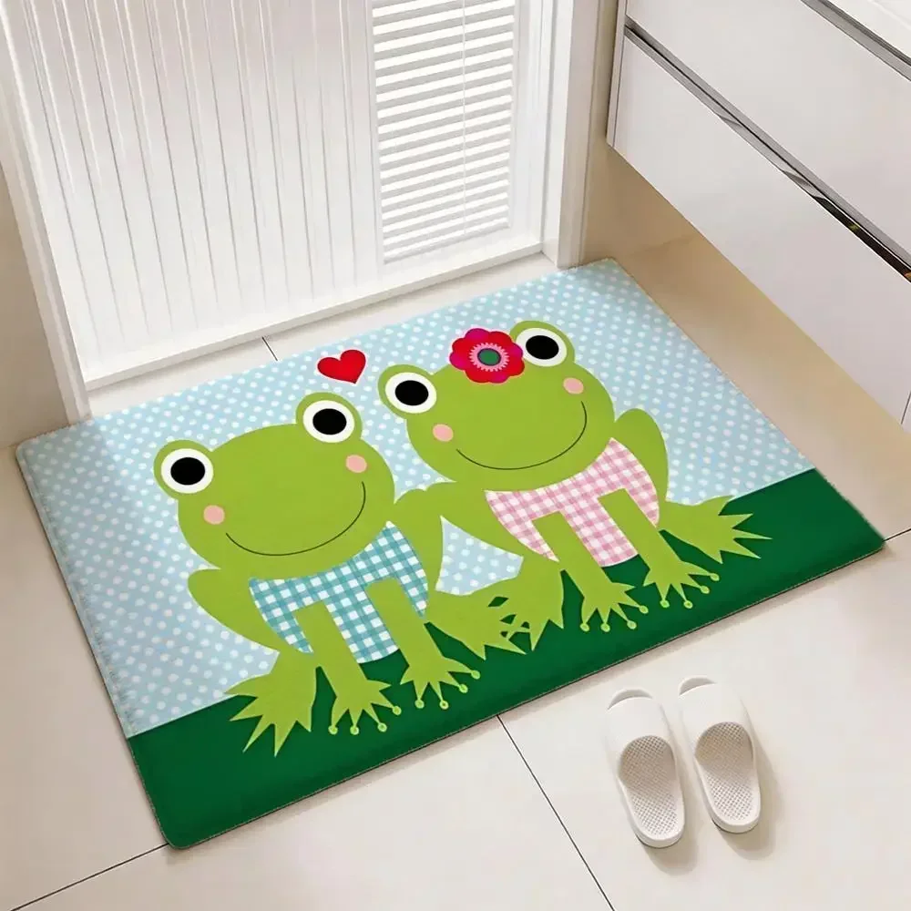 two frogs Floor Mat Soft Thickened Flannel Door Mat Non-Slip Living Room Rug Home Decor