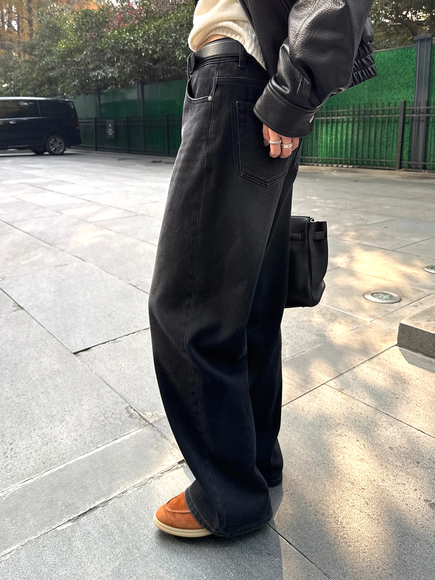 

Loose Straight Leg Jeans Women's Winter New Sle Korean Casual Vintage Water Bla Color Jeans Thi Denim Fabric Adult Wome...