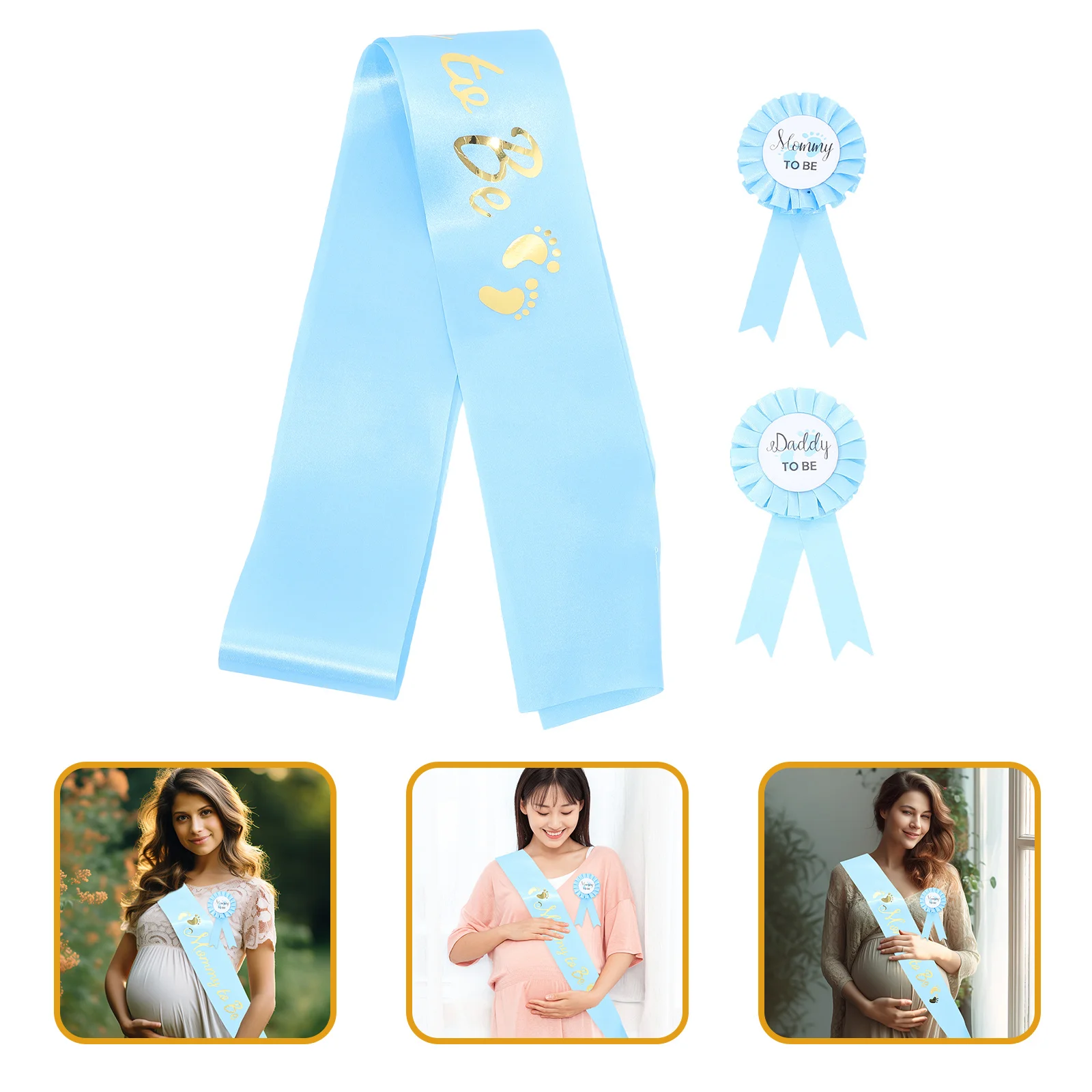 

1Set Mom to Be Sash Dad to Be Badge Set Special Gift for Baby Shower Party Photoshoot Comfortable Fit Sash Baby Shower Badge