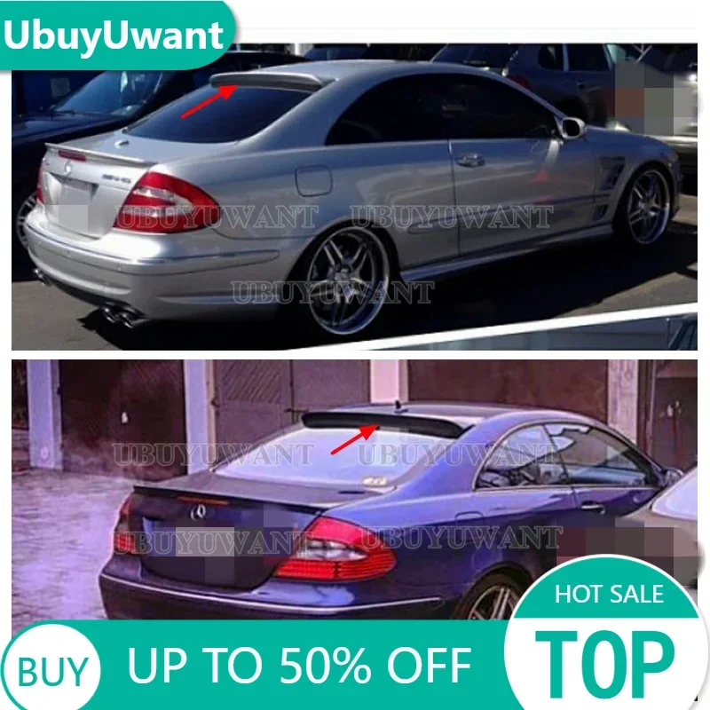 For Mercedes Benz W209 CLK200 CLK280 CLK350 C209 Coupe 2003-2009 Real Carbon Fiber Material Car Rear Tail Wing  Roof Spoiler