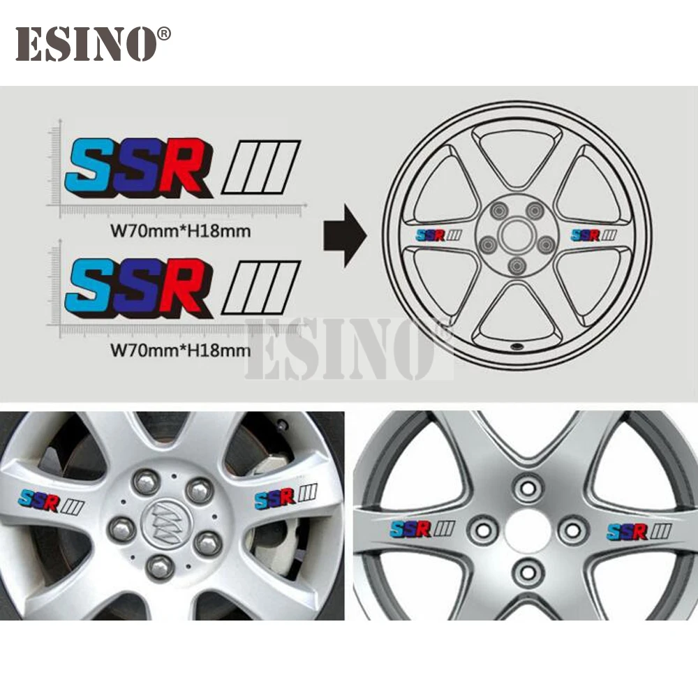 4 x Car Styling Wheel Rim Decorative Vinyl Sticker Series Car Accessories Decals for SSR GTV01 GTX01 Professor SP1 SP1R SP4 SP4R