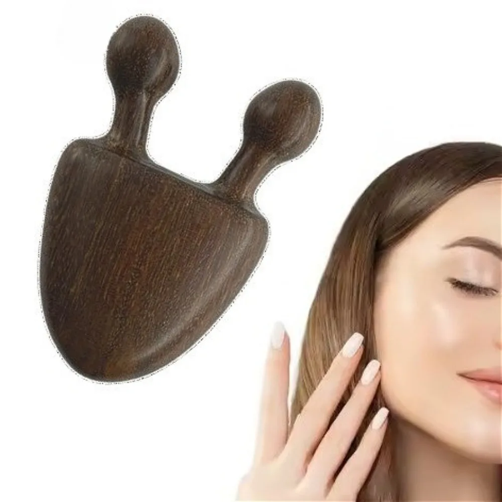 

1pc Handheld Wood Face Massager Acupressure Design Portable Tool for Sensitive Skin Puffiness Relief Device Nasolabial Eye Care