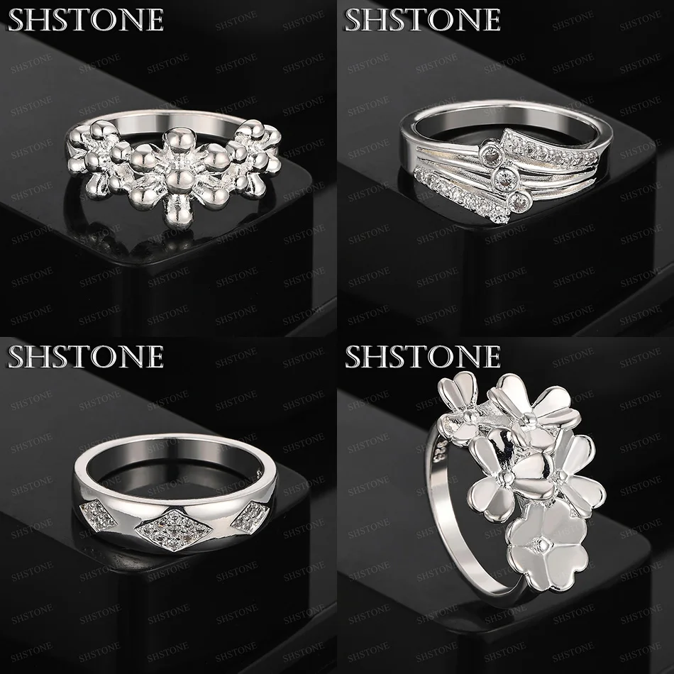 

Size 7-10 925 Sterling Silver Flower AAA Zircon Round Ring For Men Women Engagement Party Jewelry Noble Luxury Gift Accessories