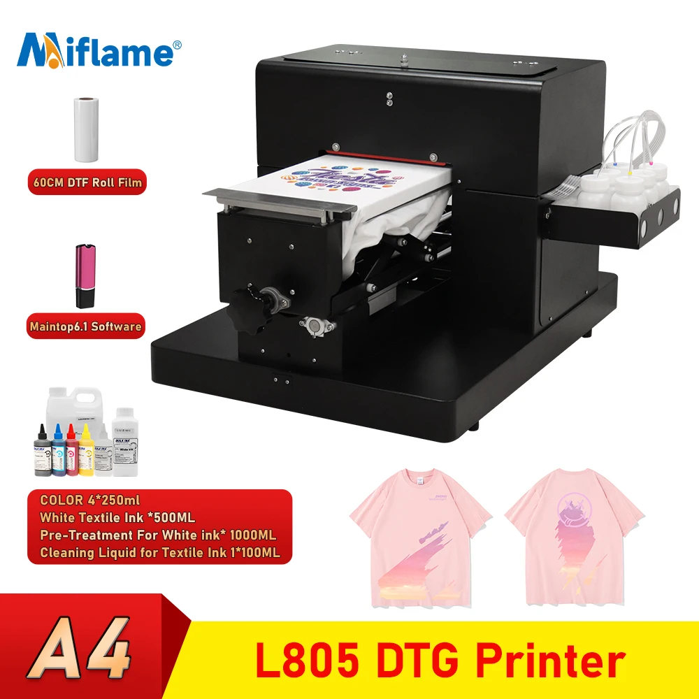 A4 DTG Printer For Epson L805 DTG Flatbed Prinyter Directly to Garment t shirt Printing Machine For Textile Clothes Printer