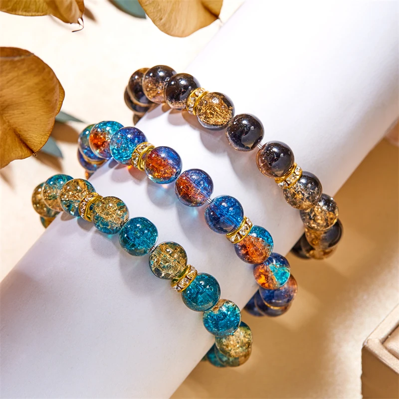 Koreanische Kristallglas Perlen Armband für Frauen bunte Perlen Heilung verstellbare Charm Armbänder Party Charme Persönlichkeit Schmuck