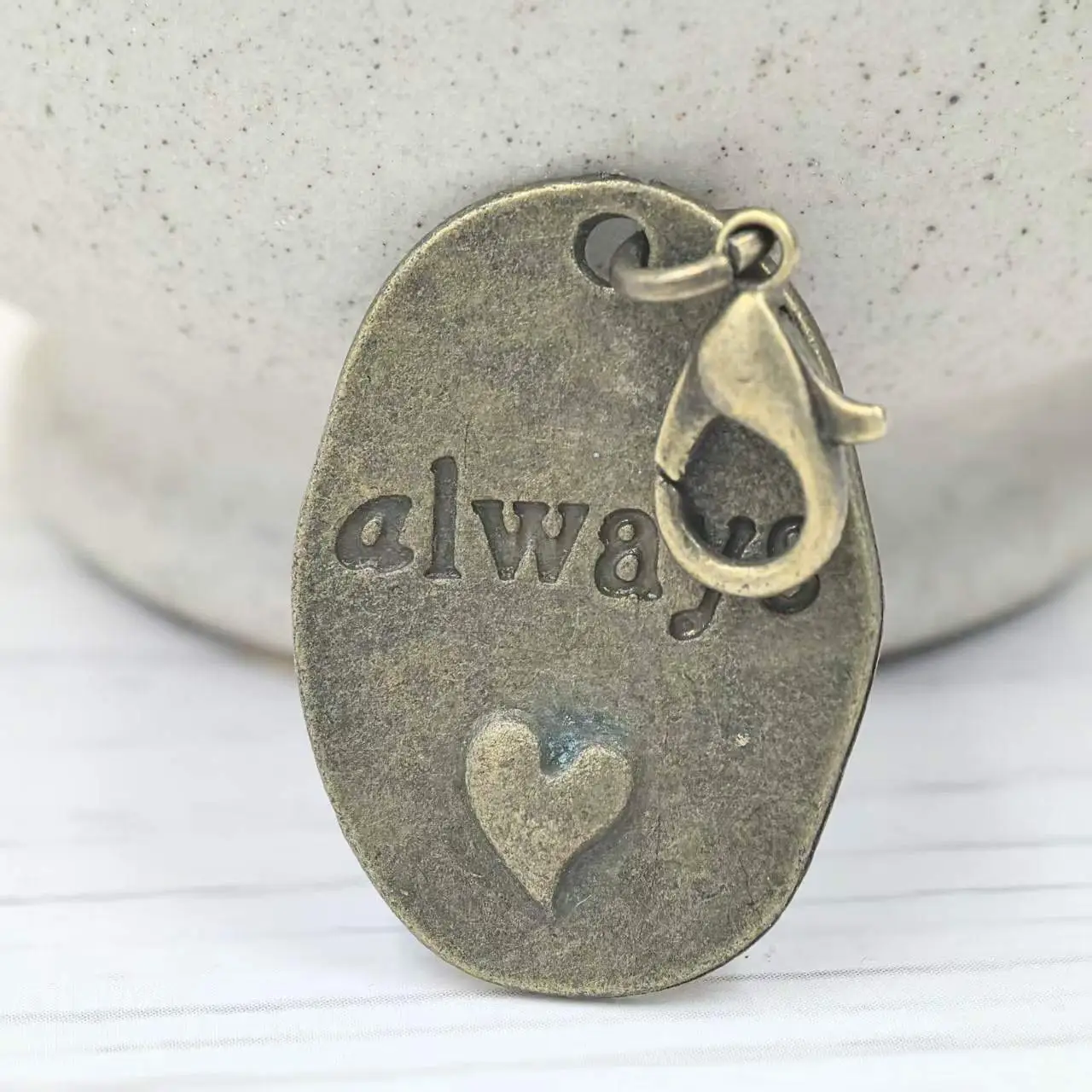 30PCS Oval Dangle Charm Pendants with Lobster Engraved always Love Heart 38mm Long Fit DIY Crafts Accessories Handmade Supplies