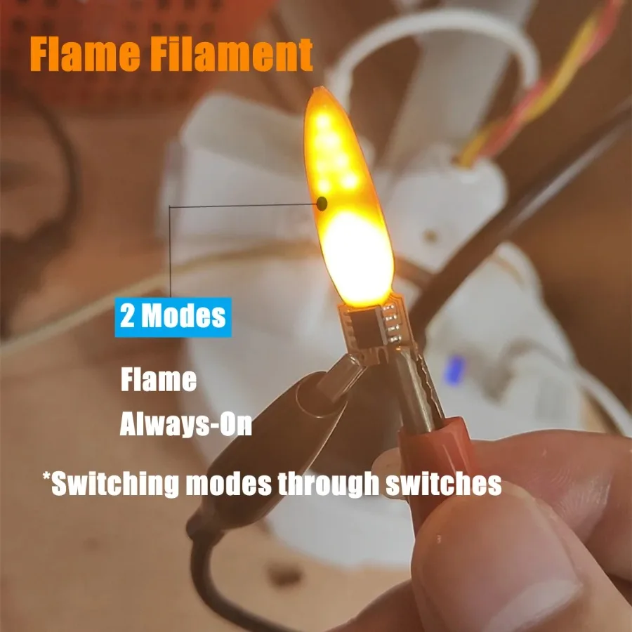 10~1PCS 2 Modes 3V Led Flash Candles Edison Bulb Flame LED Filament 2200K Diode Birthday Party Decoration Light Bulb Accessories