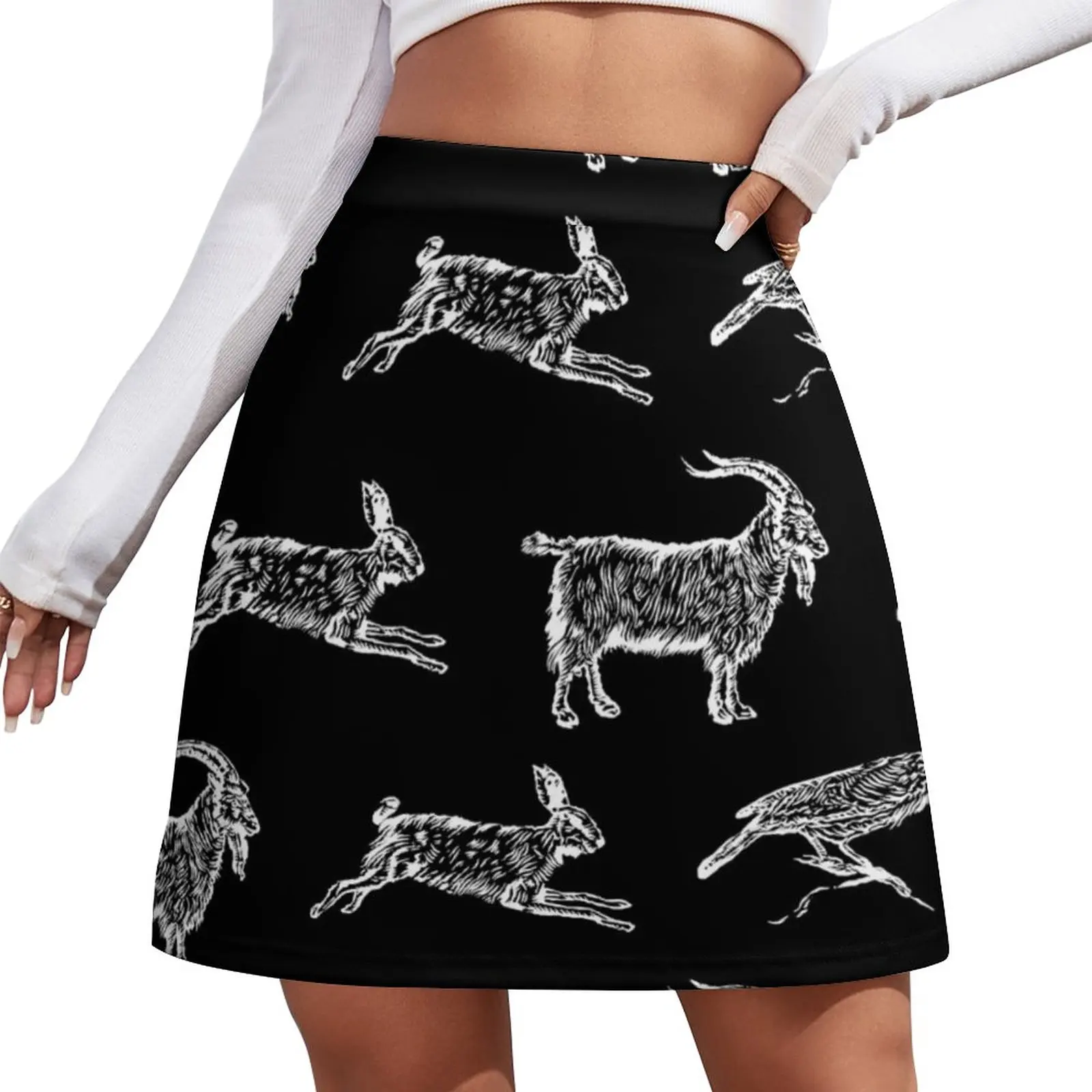 

Hare, Raven, Goat Mini Skirt korean style clothes Short women′s skirts korean skirt dresses summer woman 2023