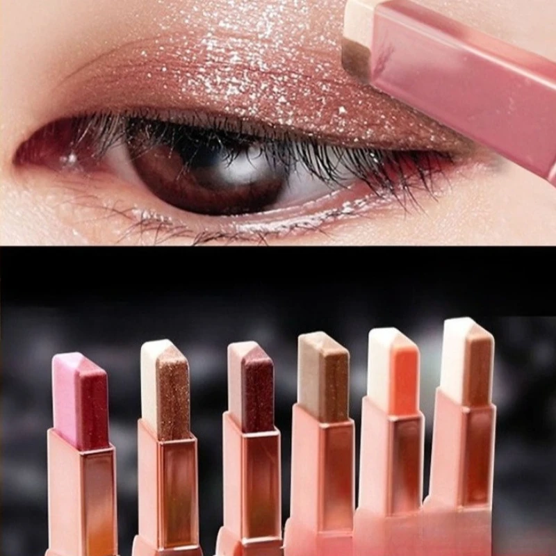 1pc dupla cor sombra vara glitter destaque sombra vara maquiagem dos olhos shimmer metálico sombra compõem à prova dwaterproof água duradoura