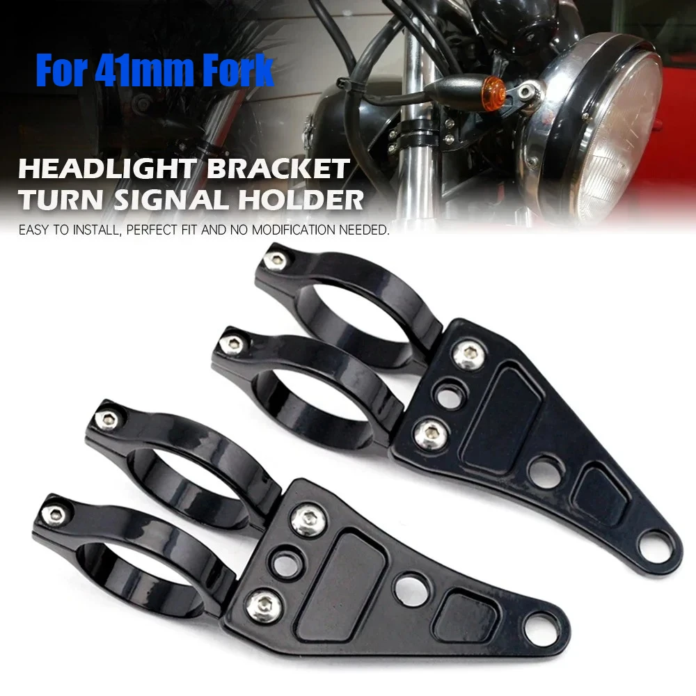 Motorcycle Headlight Mount Bracket 41mm Fork Clamp Head Lamp Support Turn Signal Light Holder Chopper Cafe Racer Accessories