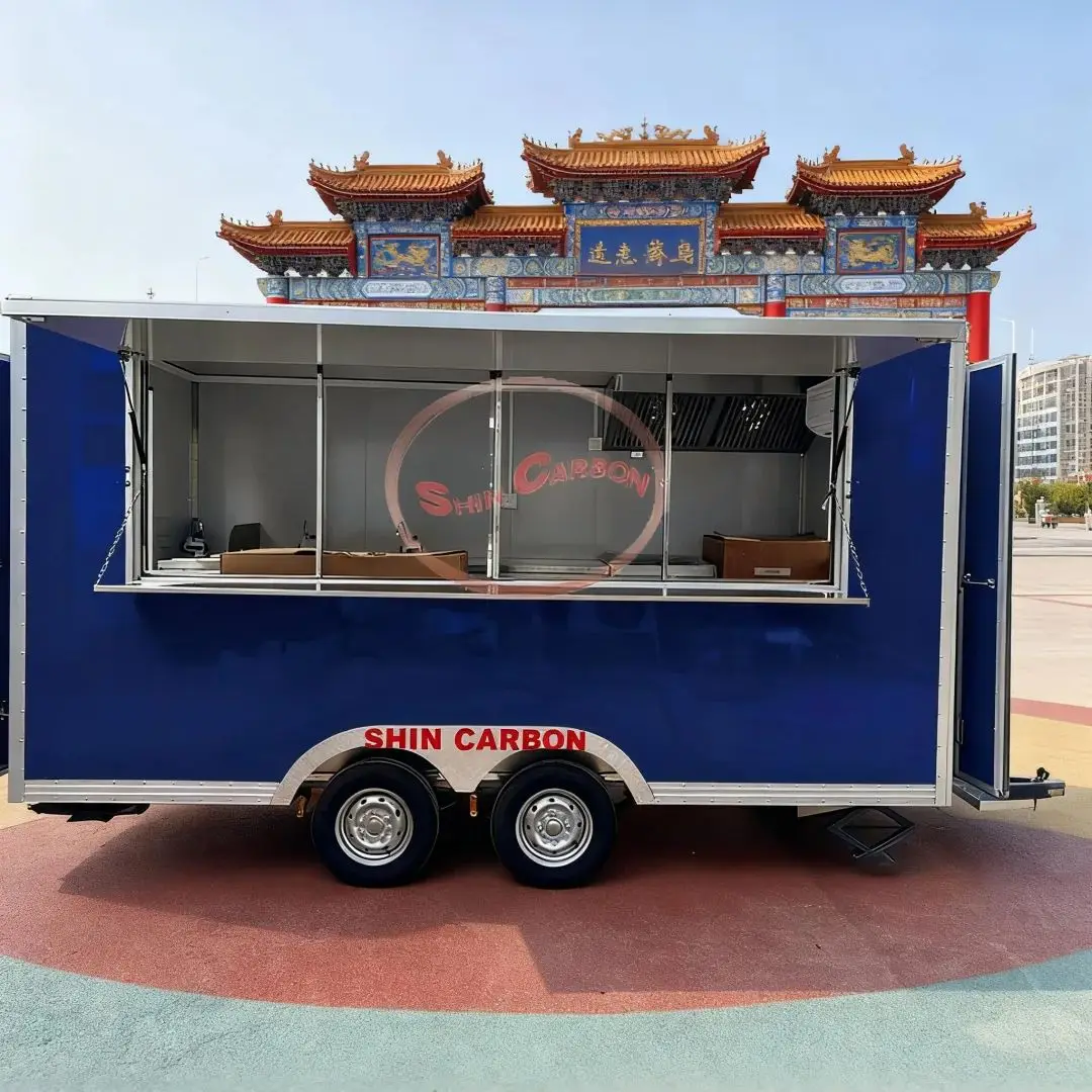 

Outdoor Wind-Resistant Thickened Frame Towing Snack Cart Commercial Durable Food Trailer Street Fast Vending Cart