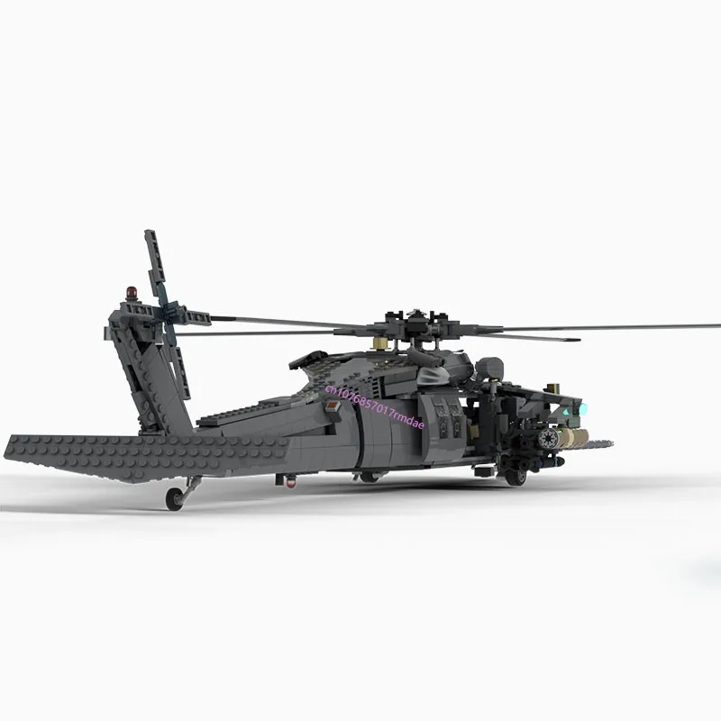 WW2 군사 MOC 미국 MH-60L 블랙 호크 헬리콥터 모델, 창의적인 아이디어, 하이테크 어린이 장난감 선물, 전투기 비행기 블록, 1547 개, 신제품