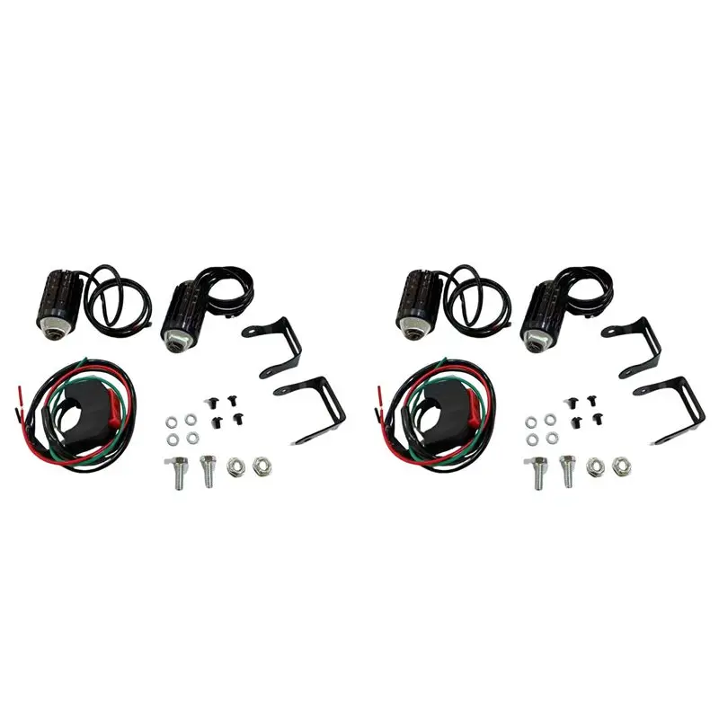 AASS-4X Motorcycle High Power Lens Spotlight 6000K LED Dual Color External Spotlights 8-80V Headlights With Switch B