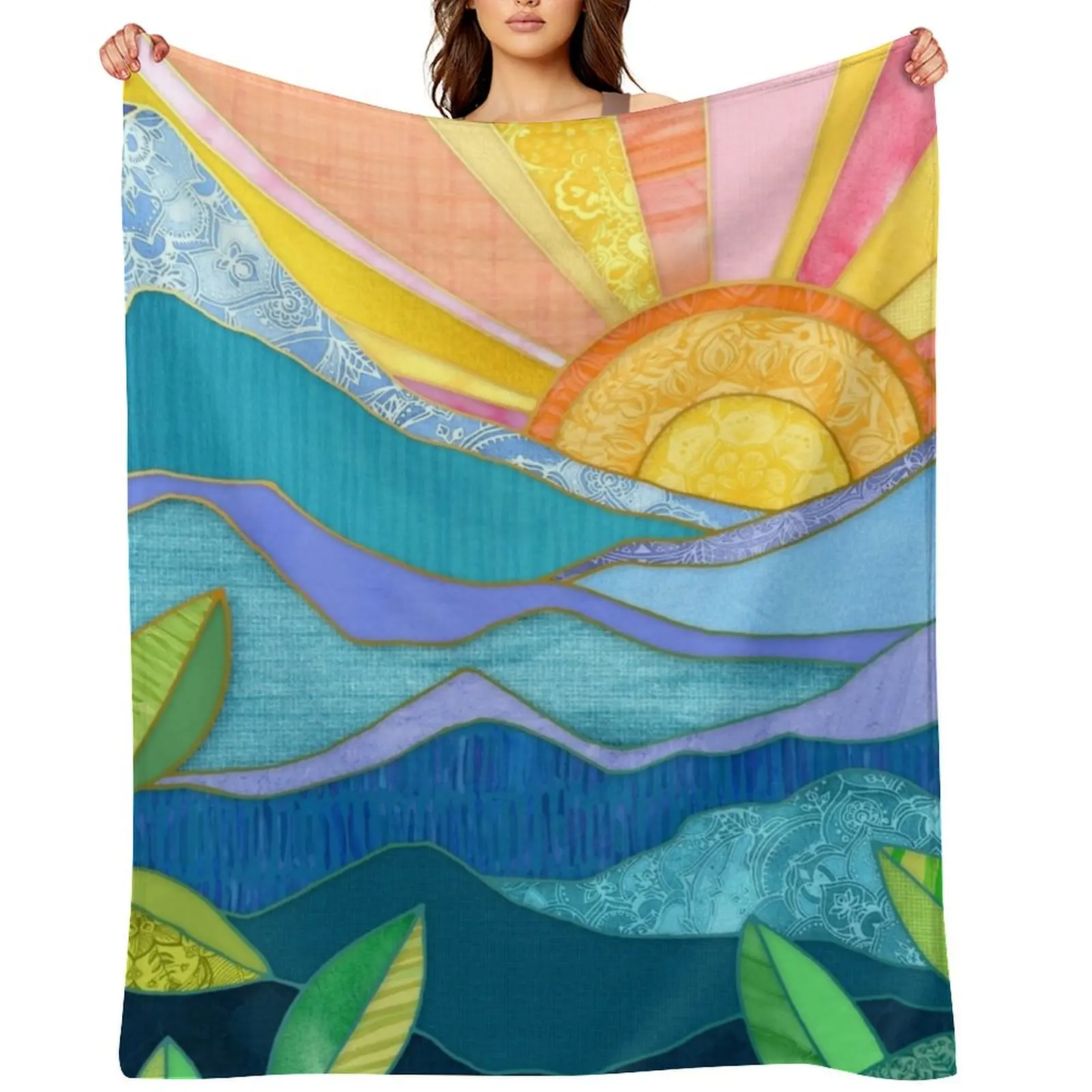 

Sunset Through The Leaves Throw Blanket Kid'S decorative Furrys Decorative Sofa Blankets