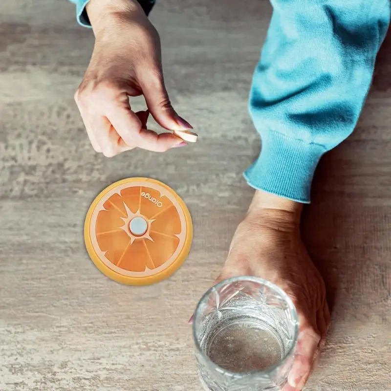 Pill Box Weekly Round Dose Weekly Pill Organizer Pill Box Case To Hold Medication Vitamin Fish Oil And Supplements