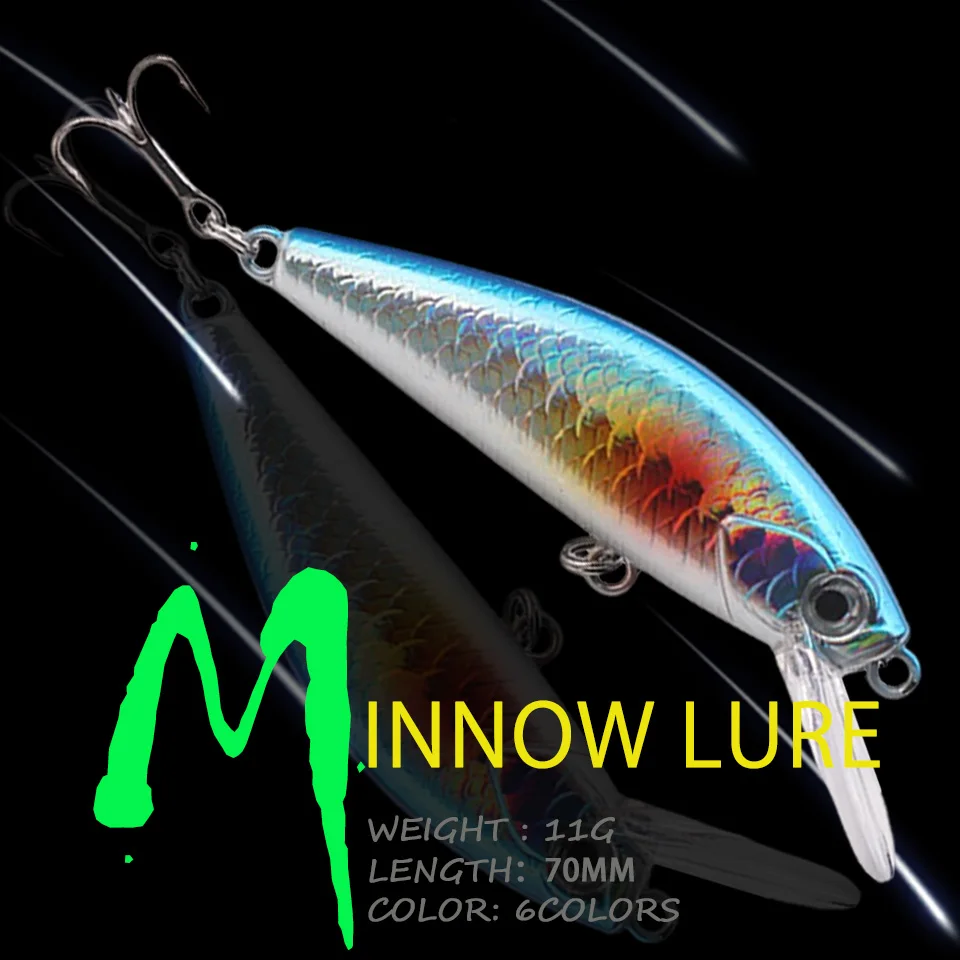 WALK FISH 1PCS Sinking Laser Minnow Fishing Lure 7cm/11g 3D Eyes Wobblers Artificial Hard Bait For Pike Carp Pesca Fishing Tackl