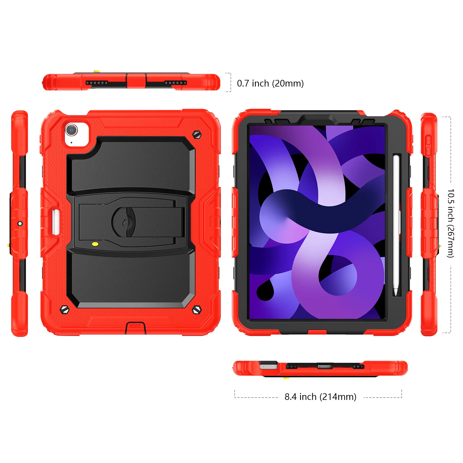 Heavy Duty For iPad Air 5 4 10.9 inch Pro 11 4 3 2 1th 2022 2021 2020 2018 PC Hybrid Silicon Armor Stand Shockproof Tablet Case