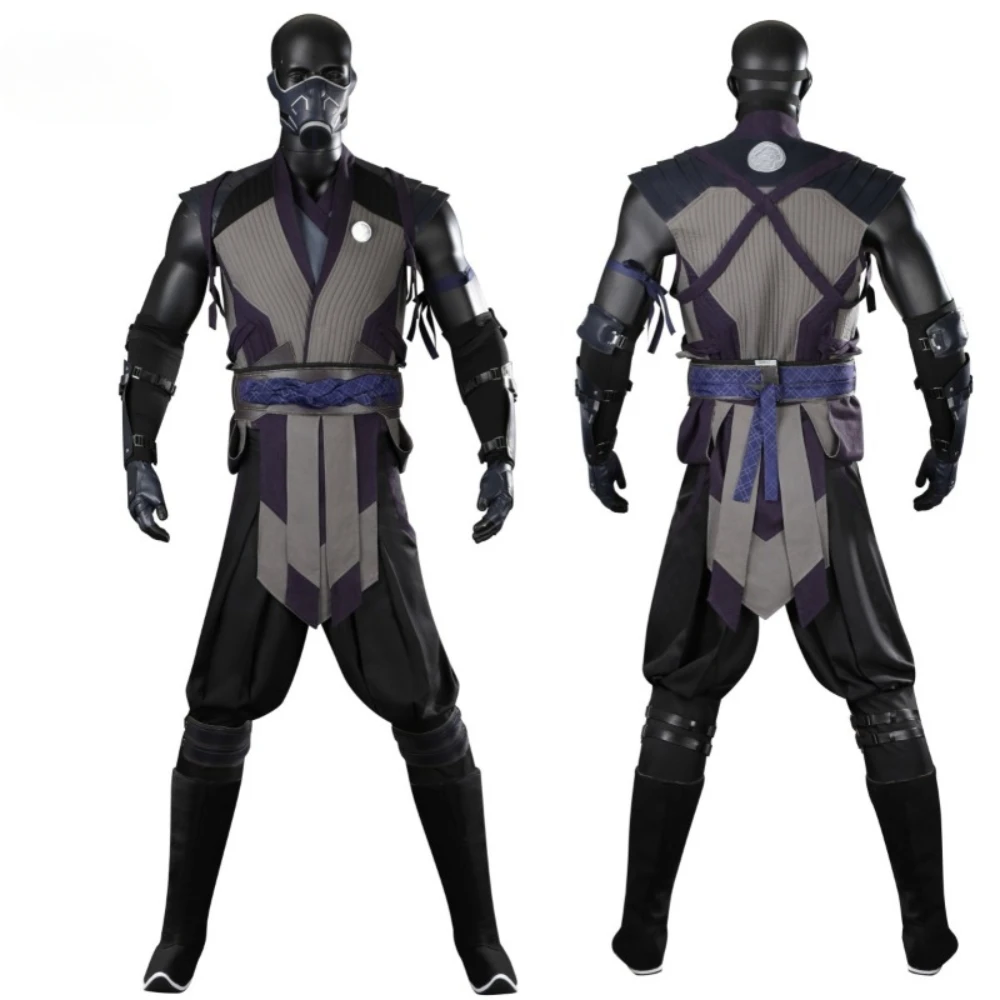 

Smoke Cosplay Men Costume Mortal Cos Kombat Mask Vest Pants Outfit Fighter Suit Adult Roleplay Halloween Carnival Party Clothes
