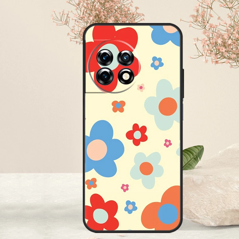 Groovy เคสดอกเดซี่สีพาสเทลสำหรับ OnePlus Nord CE 4 3 2 Lite 2T N20 N10 N30 OnePlus 12 11 9 10 Pro 8T 10T 10T ฝาครอบ12R
