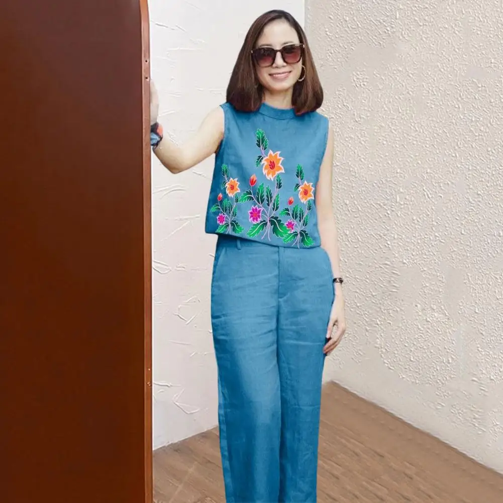 سترة جميلة برقبة مستديرة وبناطيل للنساء ، خصر مرن ، مقاس كبير ، أحذية مطابقة ، طقم 2 عرض