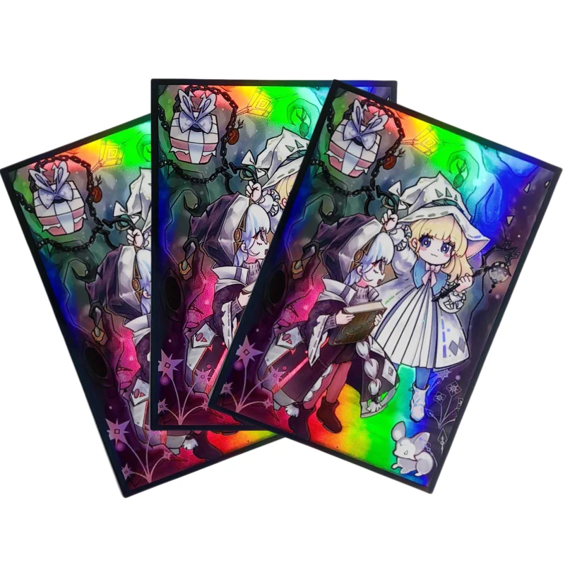 50Pcs/Set Yu Gi Oh Cards Sleeve White Woods Risette Asteria Anime Game Laser Version Colorful Card DIY Toy Gift Protective Cover