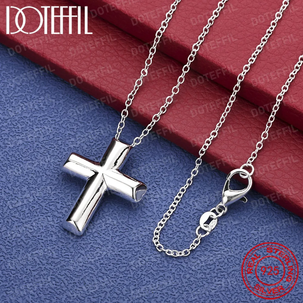 

925 Sterling Silver Exquisite Cross Pendant Necklace for Men and Women, Fashionable Wedding Party Jewelry Accessories