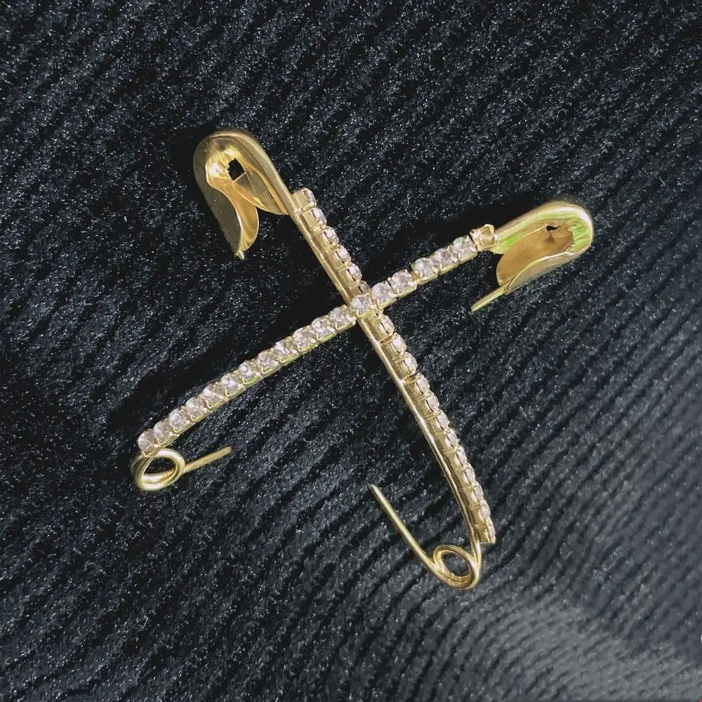 Golden Silver Tone Pins Rhinestone Safety Pins Lapel Collar Sweater Pins Clothing Accessory Sweater Shawl Brooches
